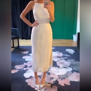 Before Sarah Seven white lace midi dress